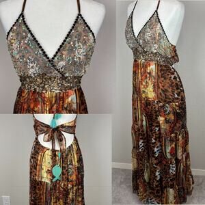 Antica Sartoria By Giacomo Cinque Maxi Dress Boho Artsy Festival Hippie Sheer
